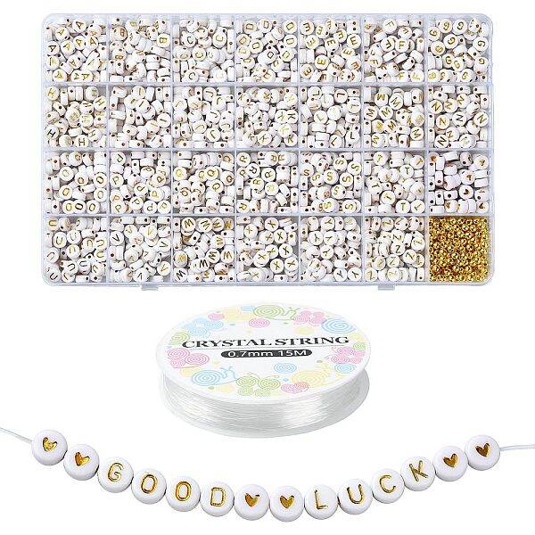 DIY Letter & Heart Acrylic & Plastic Stretch Bracelet Beaded Necklace Making Kit