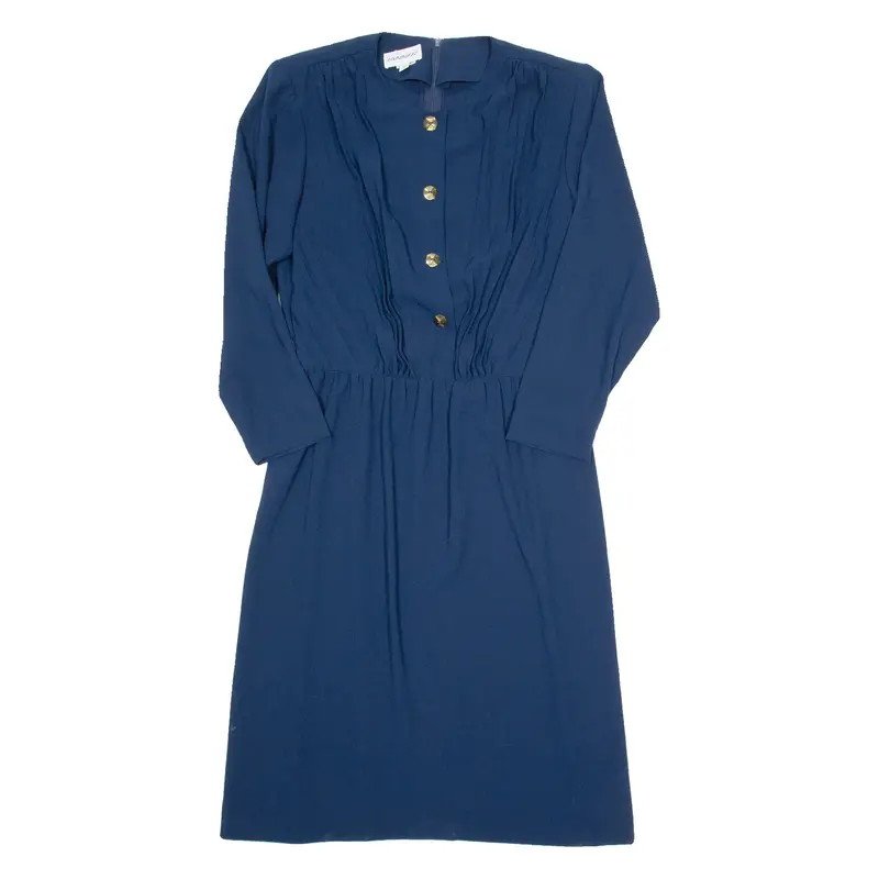 TANNER Womens A-Line Dress Blue Long Sleeve Midi UK 14