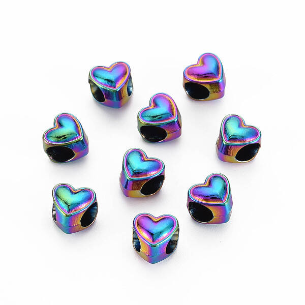 Rack Plating Rainbow Color Alloy European Beads