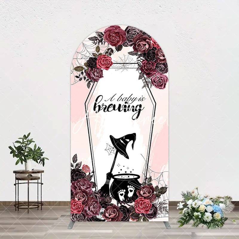 Aperturee Halloween A Baby Is Brewing Floral Arch Backdrop, 1.6X4FT(0.5X1.2M), 38.18 USD, arch backdrop kit, GDMHD4Y80-A