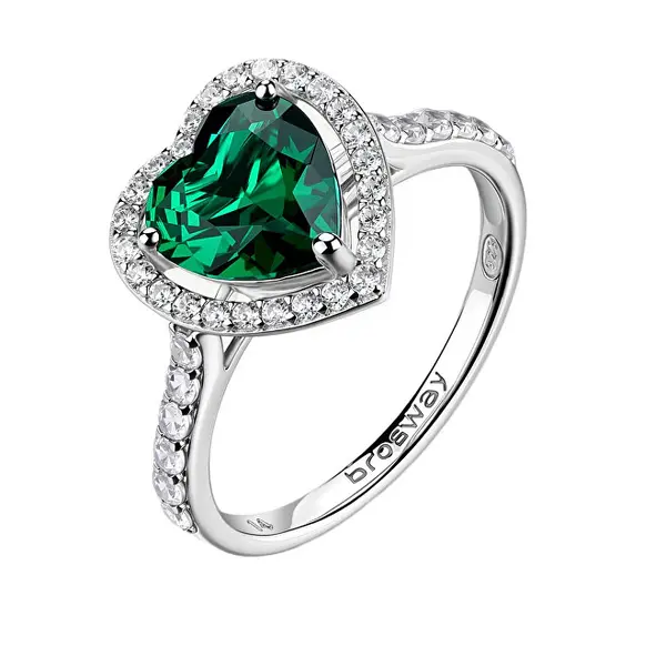 Brosway Anello Cuore In Argento Con Zirconi Cubici Fancy Life Green Flg147 - Circuito: 56 Mm