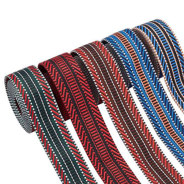5Pcs 5 Colors Bohemian Style Polyester Striped Ribbon