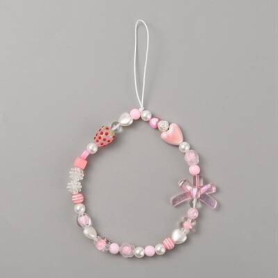 Resin Beaded Mobile Phone Lanyard Wrist Strap