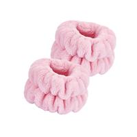 Face Washing Wristbands, 2 Counts Wrist Wash Band, Pink Fuzzy Bath Wrist Band, Reusable Wrist Spa Wash Band, Wrist Towels for...