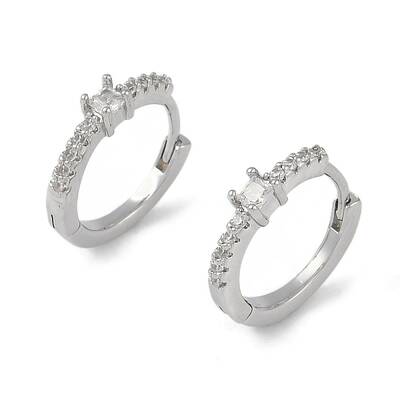 Clear Cubic Zirconia Hoop Earrings