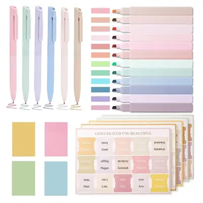 Bible Journaling Kit, Bible Study Supplies Set, Including Bible Highlighters & Bible Tabs Set & Smooth Bible Pens & Pads Stic...