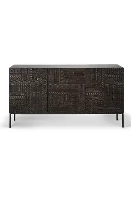 Black Teak Carved Sideboard | Ethnicraft Tabwa