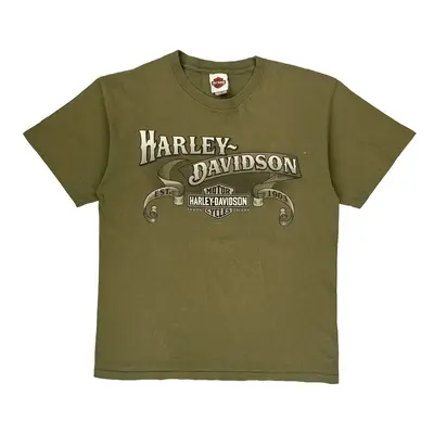 Cozumel, Mexico Harley Davidson Graphic T-Shirt - Large Khaki Cotton