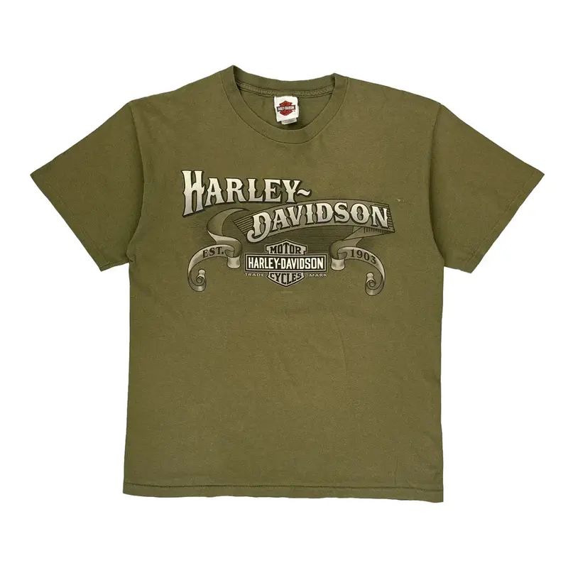 Cozumel, Mexico Harley Davidson Graphic T-Shirt - Large Khaki Cotton