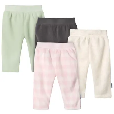 Gerber Baby Girls' 4-Pack Comfy Soft Fleece Pants