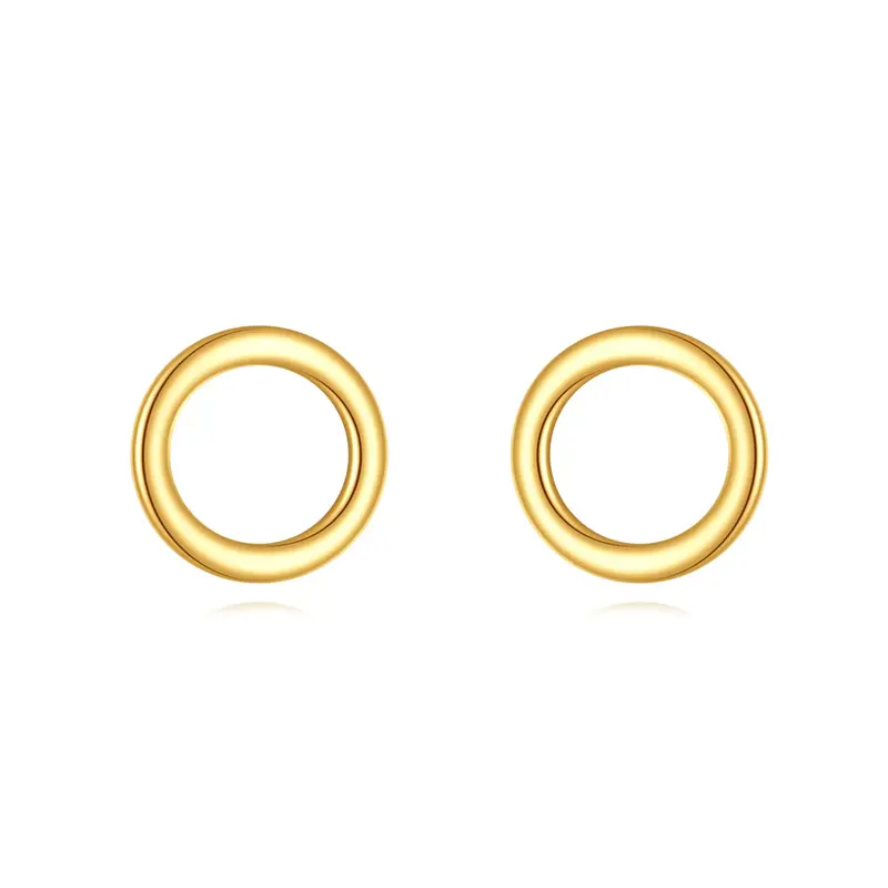 14K Gold Circle Stud Earrings