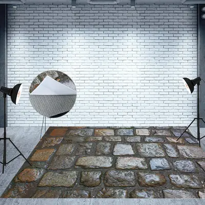 Aperturee Muddy Slippery Bricks Pavement Fabric Floor Backdrop - Aperturee
