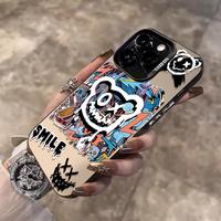 Colorful Silvery Graffiti Bear Pattern Case for iPhone 16 15 14 Pro Max 13 12 11 XR XS E Plus Shockproof Anti-Scratch Durable...