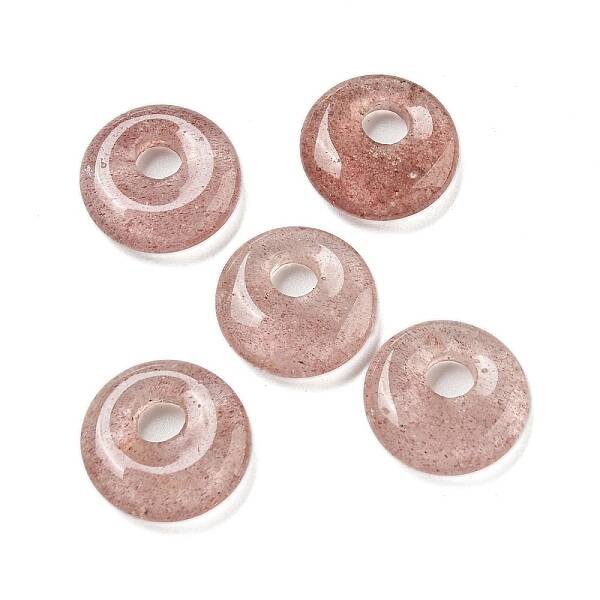 Natural Strawberry Quartz Donut/Pi Disc Charms