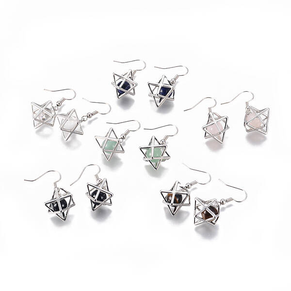 Natural Mixed Gemstone Dangle Earrings