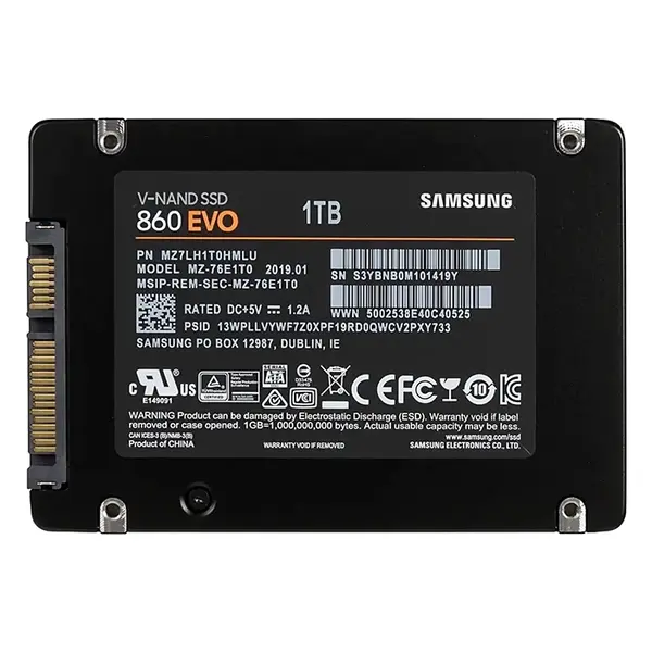 Samsung MZ-76E1T0 | 860 EVO Series 1TB 2.5-inch 6GB/s SATA 1GB Cache V-NAND 3bit MLC Solid State Drive