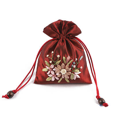 Flower Pattern Satin Jewelry Packing Pouches