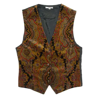 THE LEGEND Womens Printed Waistcoat Brown V-Neck Sleeveless Paisley S