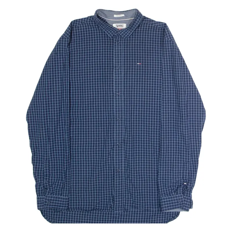 TOMMY JEANS Mens Shirt Blue Check Long Sleeve XL