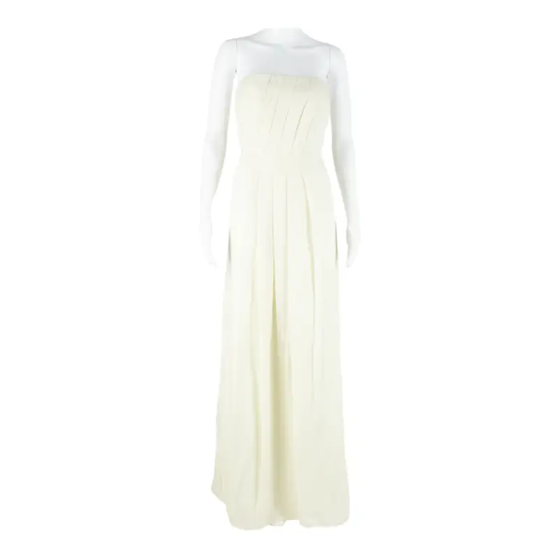 Womens Day Dress Beige Silk Sleeveless Midi M