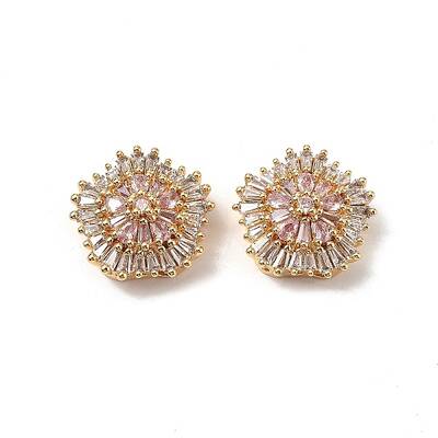 Brass Micro Pave Cubic Zirconia Beads