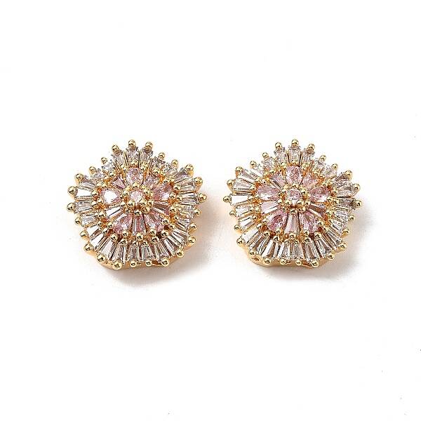 Brass Micro Pave Cubic Zirconia Beads