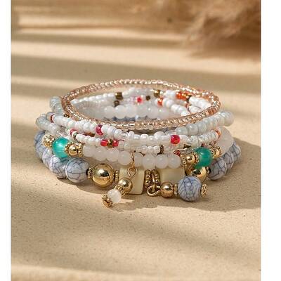 Bohemian Glass Beaded Stretch Bracelet Sets