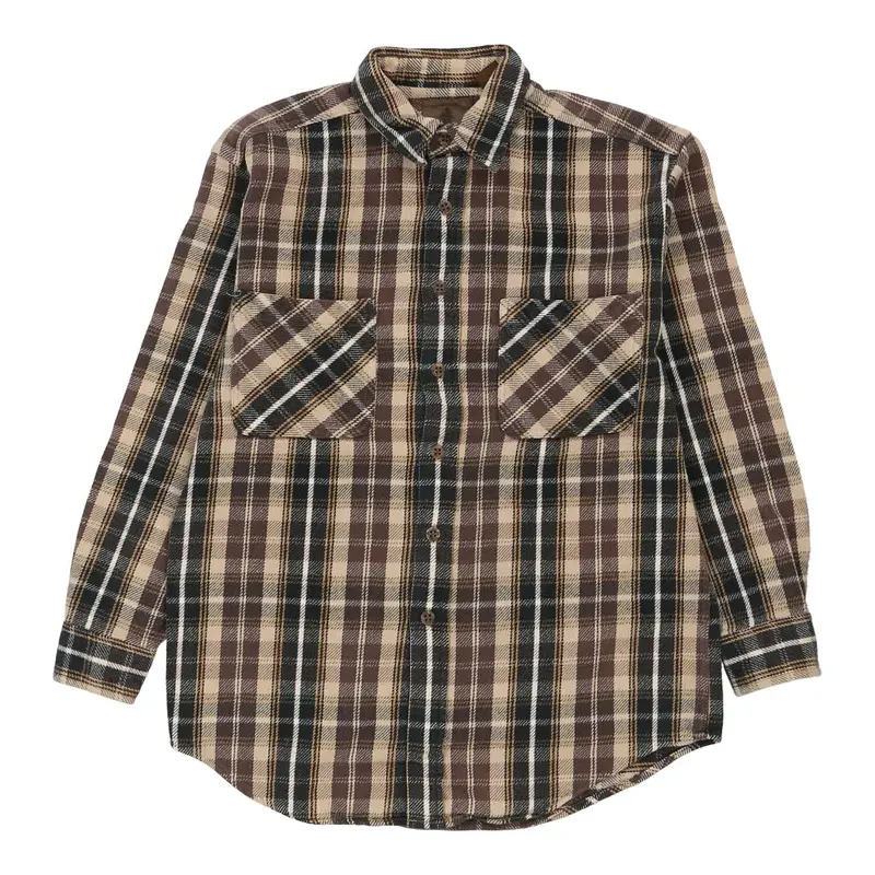 St. Johns Bay Checked Flannel Shirt - Medium Brown Cotton