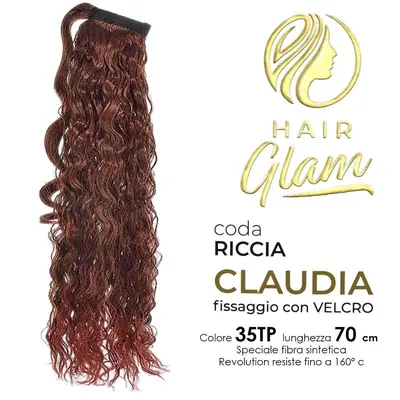 HAIR GLAM CLAUDIA CURLY PONY WITH VELCRO FIBER REVOLUTION 35TP 70cm