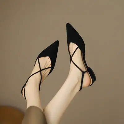 CHIKO Jalila Pointy Toe Block Heels Slingback Shoes