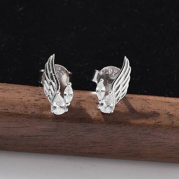 925 Sterling Silver Clear Cubic Zirconia Stud Earrings