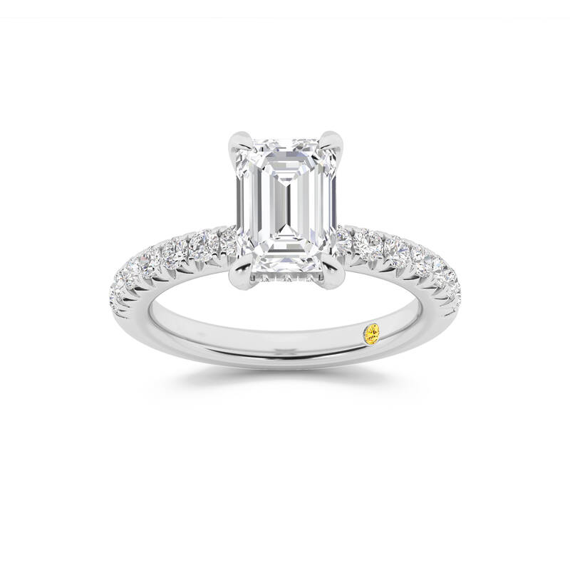 Embers Half Coverage Hidden Halo Emerald Cut Lab Grown Diamond Engagement Ring | 10K White Gold 4 1/4 CT. TW.