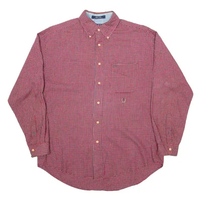 TOMMY HILFIGER Mens Shirt Red Check Long Sleeve L