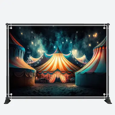 Circus Tents Smoke Star Night Birthday Backdrop - Aperturee