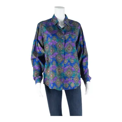 Womens Printed Blouse Purple Long Sleeve Paisley UK 12