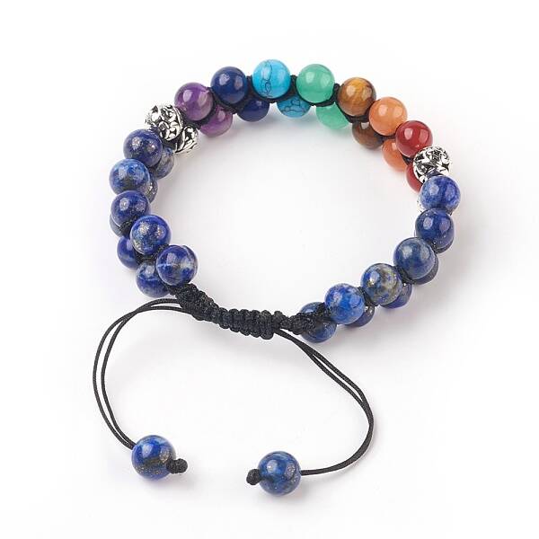 Chakra Natural Lapis Lazuli Braided Bead Bracelets