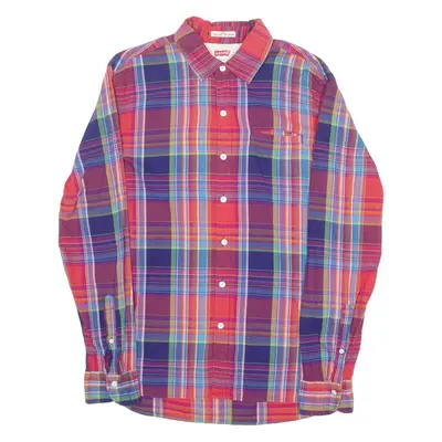 LEVI'S Slim Fit Mens Shirt Red Check Long Sleeve M