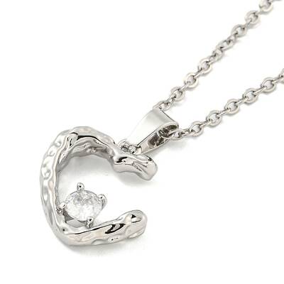 Brass Micro Pave Clear Cubic Zirconia Pendants Necklaces