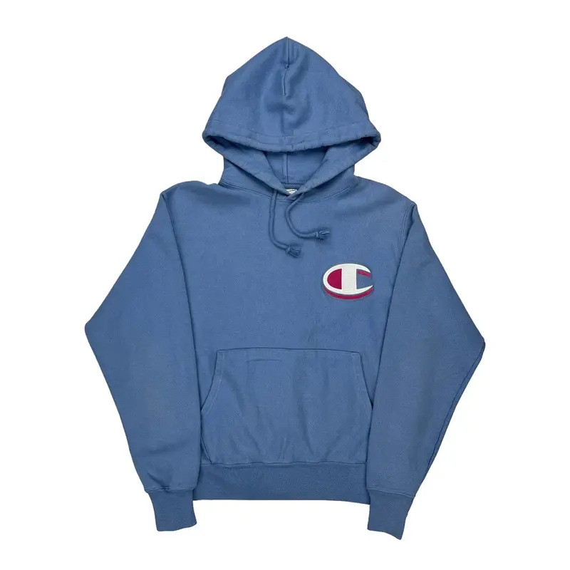 Reverse Weave Champion Hoodie - Medium Blue Cotton Blend