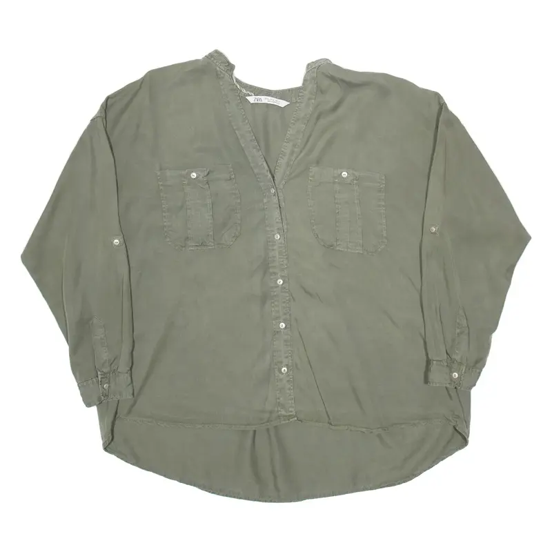 ZARA Womens Shirt Green Long Sleeve XL