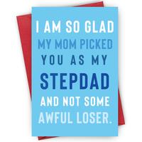Funny Stepdad's Day Card, 1 Count Humorous Tribute To Stepfather's Role, Ideal for Celebrating Stepdad's Care, Party Supplies...