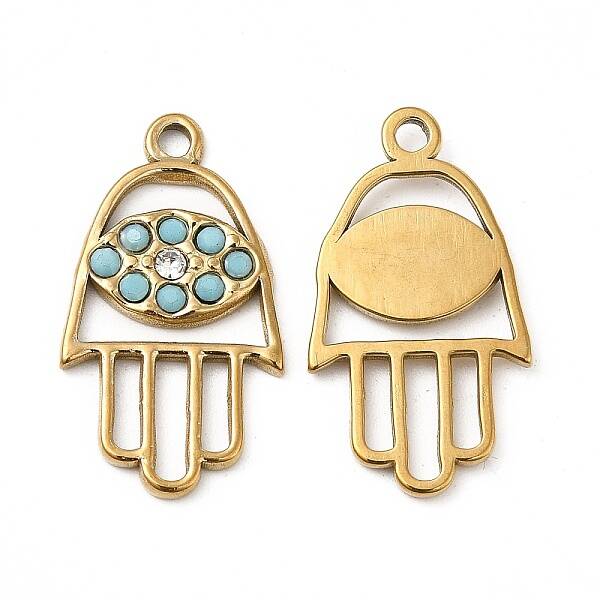 PVD Vacuum Plating 201 Stainless Steel with Rhinestone Pendants