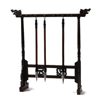 12-Pin Wenge Brush Holder Wood Carving Calligraphy Sumi Brush Hanger Calligraphy Stand Shelf Chinese Brush Holder with 3pcs B...