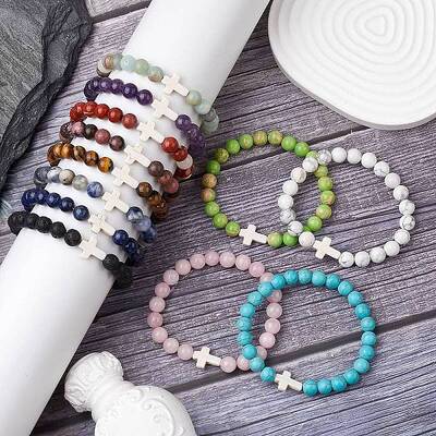 12Pcs 12 Styles Natural & Synthetic Gemstone Round Beaded Stretch Bracelets for Women Men