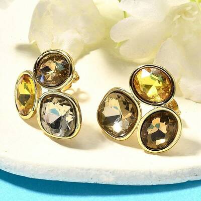 304 Stainless Steel Rhinestone Stud Earrings