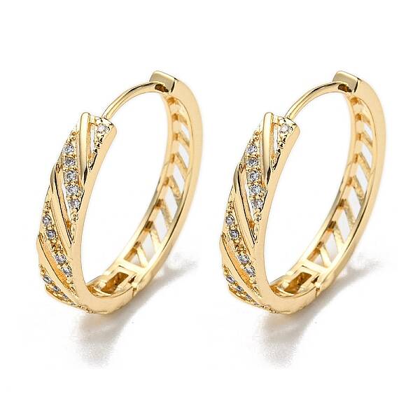 Brass with Clear Cubic Zirconia Hoop Earrings