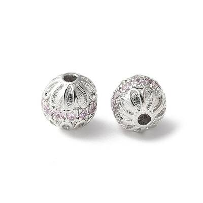 Brass Micro Pave Cubic Zirconia Beads