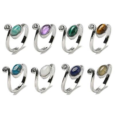 Natural Gemstone Adjustable Rings