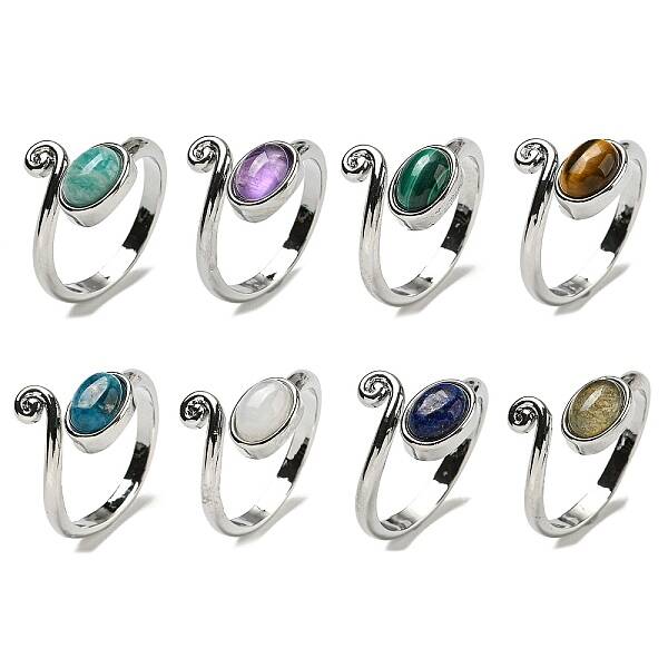 Natural Gemstone Adjustable Rings