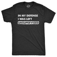 Mens In My Defense I Was Unsupervised T Shirt Funny Misbehaving Adulting Joke Tee For Guys Mens Funny T Shirts Cool Tees Soft...